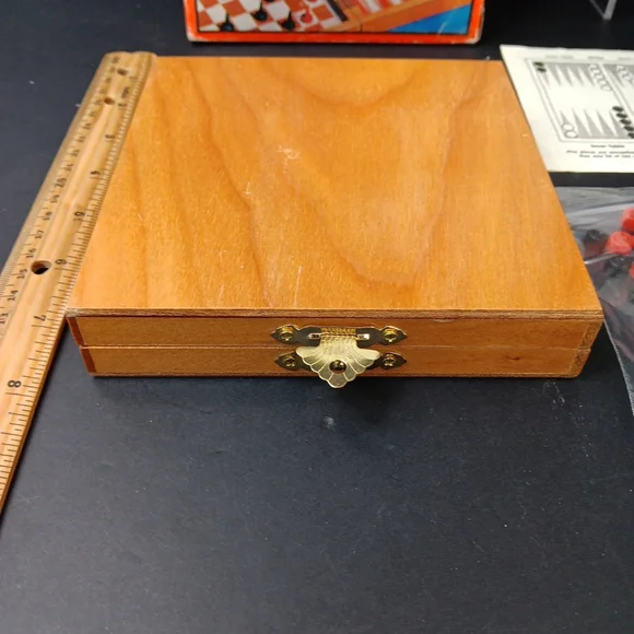 Vtg Magnetic Backgammon Chess Checkers Set Boxed Complete Travel Camping Game - Picture 7 of 16